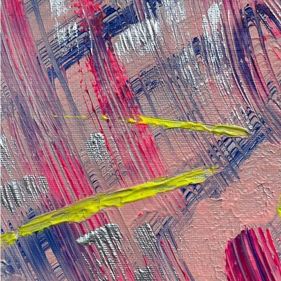 Cotton Candy Day at The Circus Custom Acrylic painting Pink Blue Yellow - Picture 2 of 6